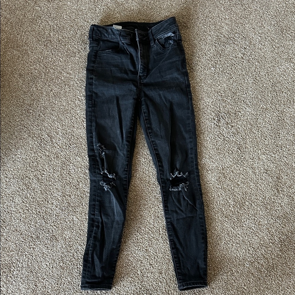 American Eagle Outfitters Black Ripped Skinny Jeans